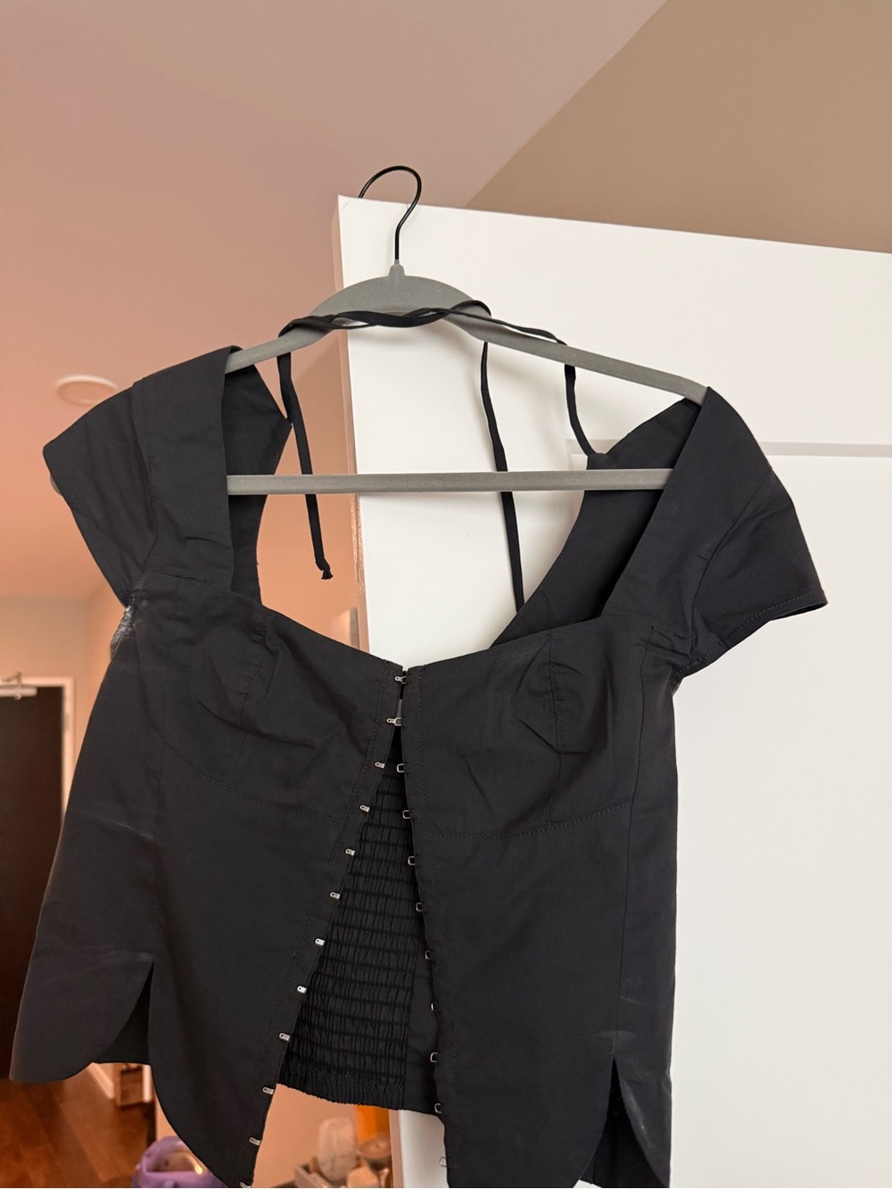 Urban Outfitters Black Hook-Front Crop Top